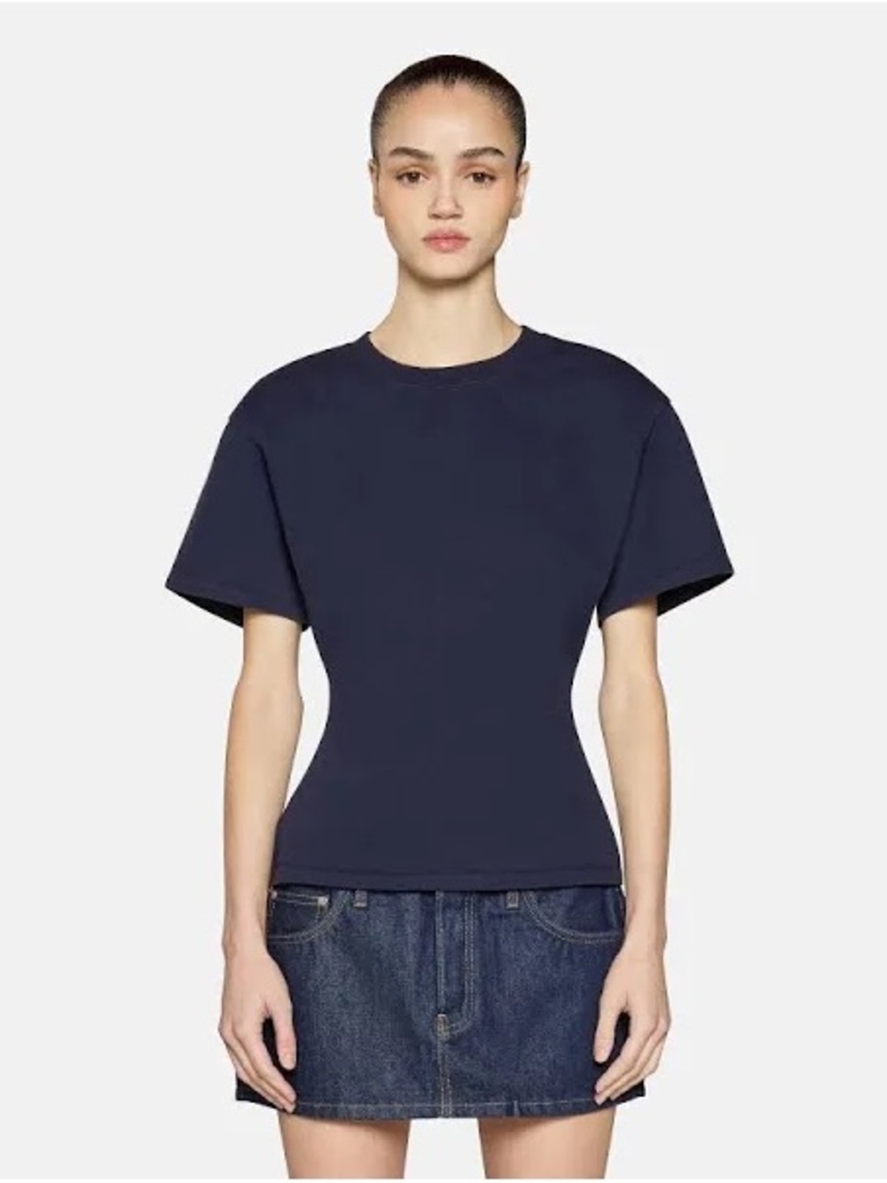 EB DENIM EERO TEE NAVY Women's Navy Short-Sleeve Structured Tee